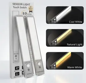 HOGNC LED Motion Sensor Light Bar Magnetic Under Cabinet Lighting 3 Color Dimmable USB Rechargeable 1500mAh Battery Touch Control Fingerprint Recognition lights for bedroom  lamp lights.lamp factory. High Intensity Led