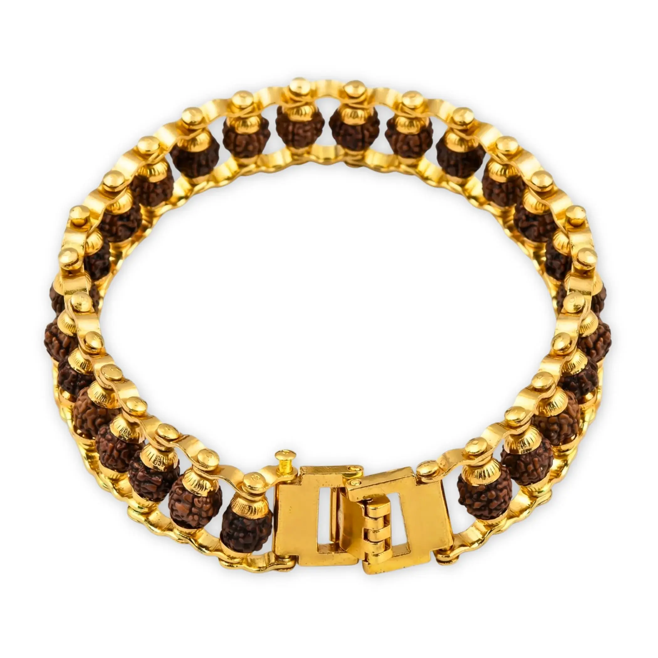 Sacred Gold-Plated Rudraksha Bracelet | 5-Mukhi Himalayan Bead | Elevate Spirituality & Style | Ideal Gift for Yoga & Meditation
