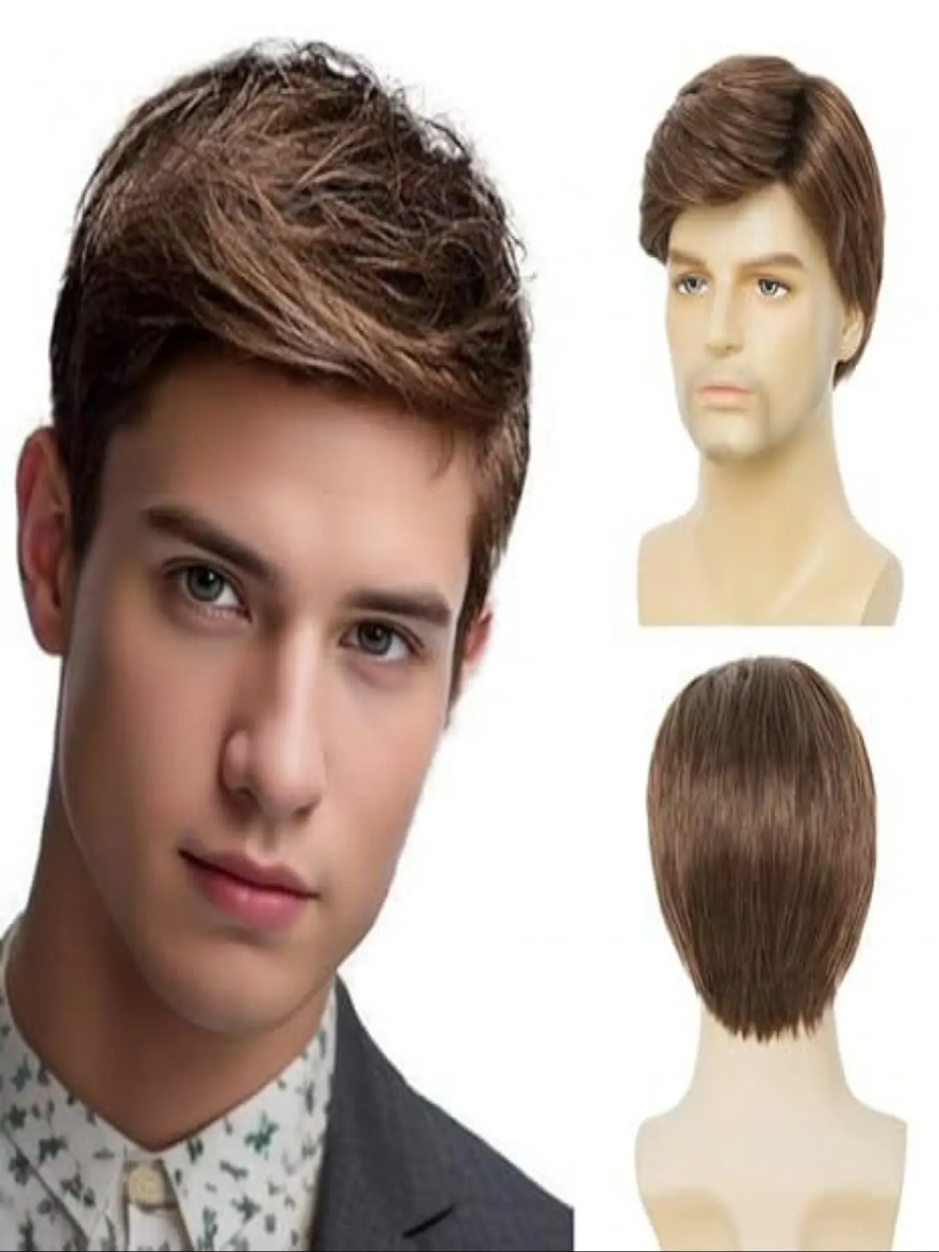 Wigs for Men, Fashion Short Straight Hair, Suitable for Boys Daily Wear, Cosplay and Carnival