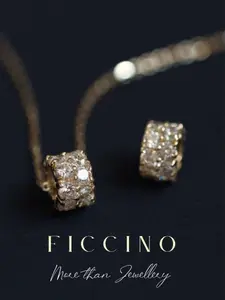 FICCINO Gold-Plated Zirconia Lucky Wheel Pendant Necklace – Titanium Steel Snake Chain, Elegant Jewelry for Women, Gift for Anniversary & Festivals