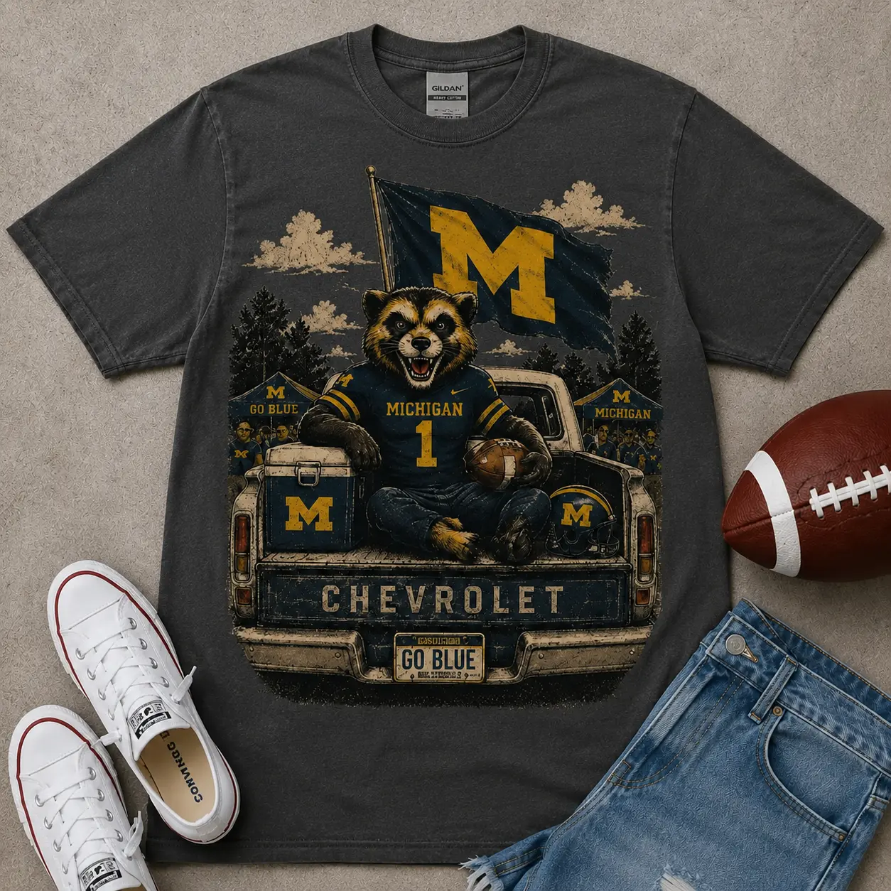 Michigan Football Est 1879 Helmet Graphic, T-Shirt, College Sports Fan Apparel, Casual Daily Wear Game Day