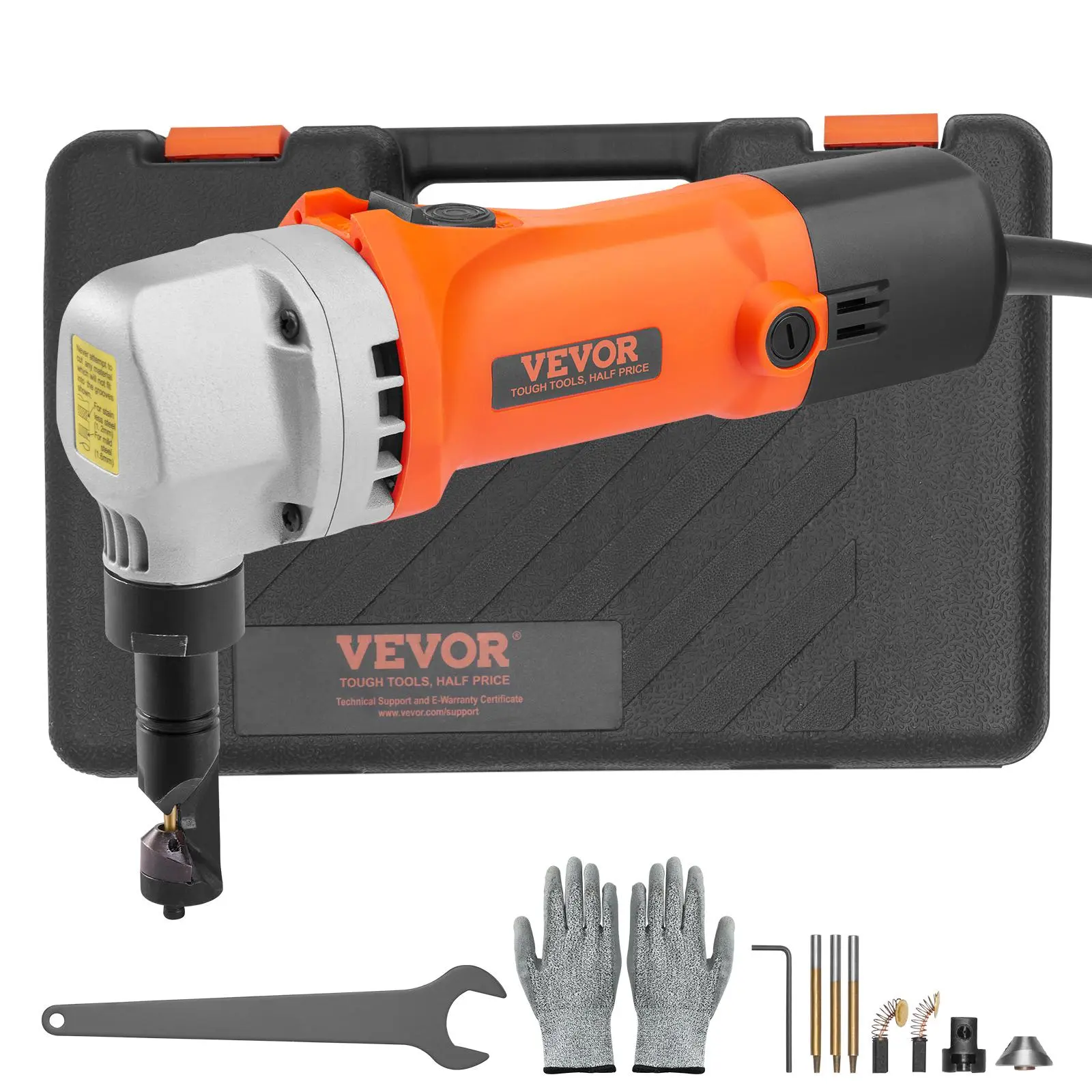 VEVOR 550W Electric Sheet Metal Nibbler Power Tool, 2200 RPM High-Speed Cutter with 360-Degree Rotation, Straight/Curve Cutting for Stainless Steel/Aluminum, Tool Kit Set for Mechanics