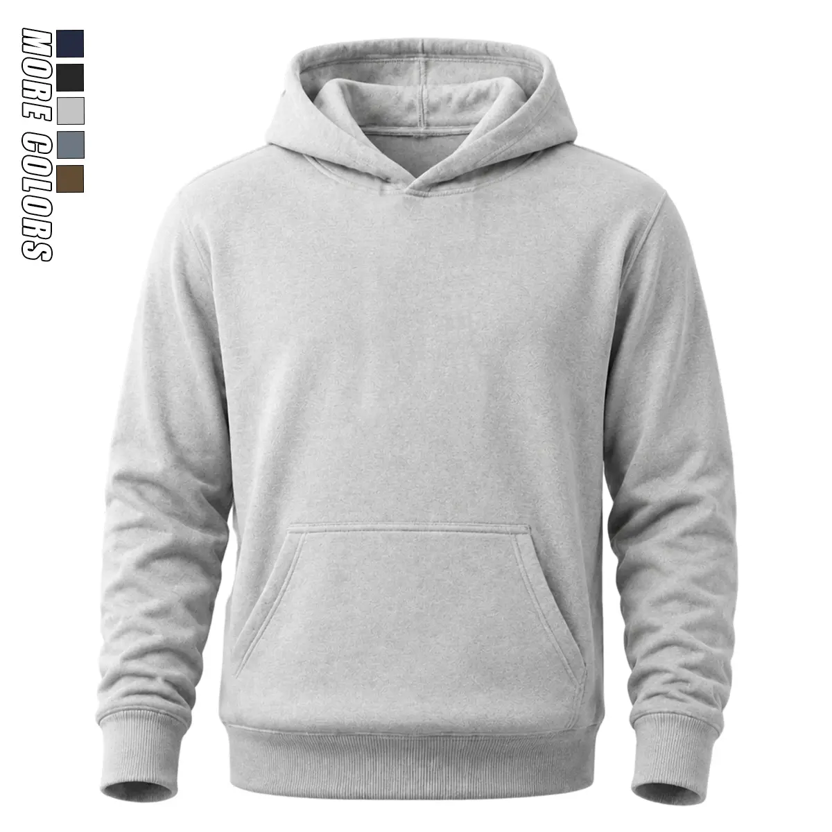 Men's Solid Basic Pullover Hoodie - Classic Kangaroo Pocket Plain Hooded Sweatshirt with Rib Cuffs, Loose Casual Streetwear Top for Spring Autumn Daily Wear, Soft Fleece Menswear