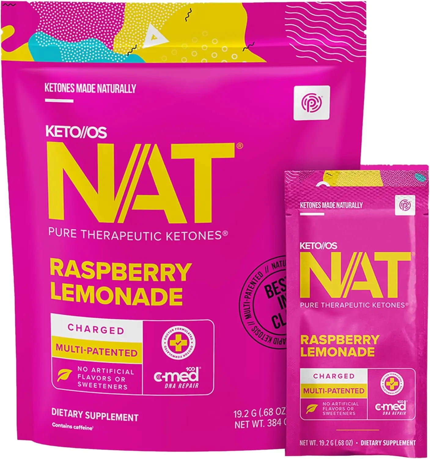 Pruvit Keto//OS NAT® Raspberry Lemonade Charged Drink Mix - 20 Sachets