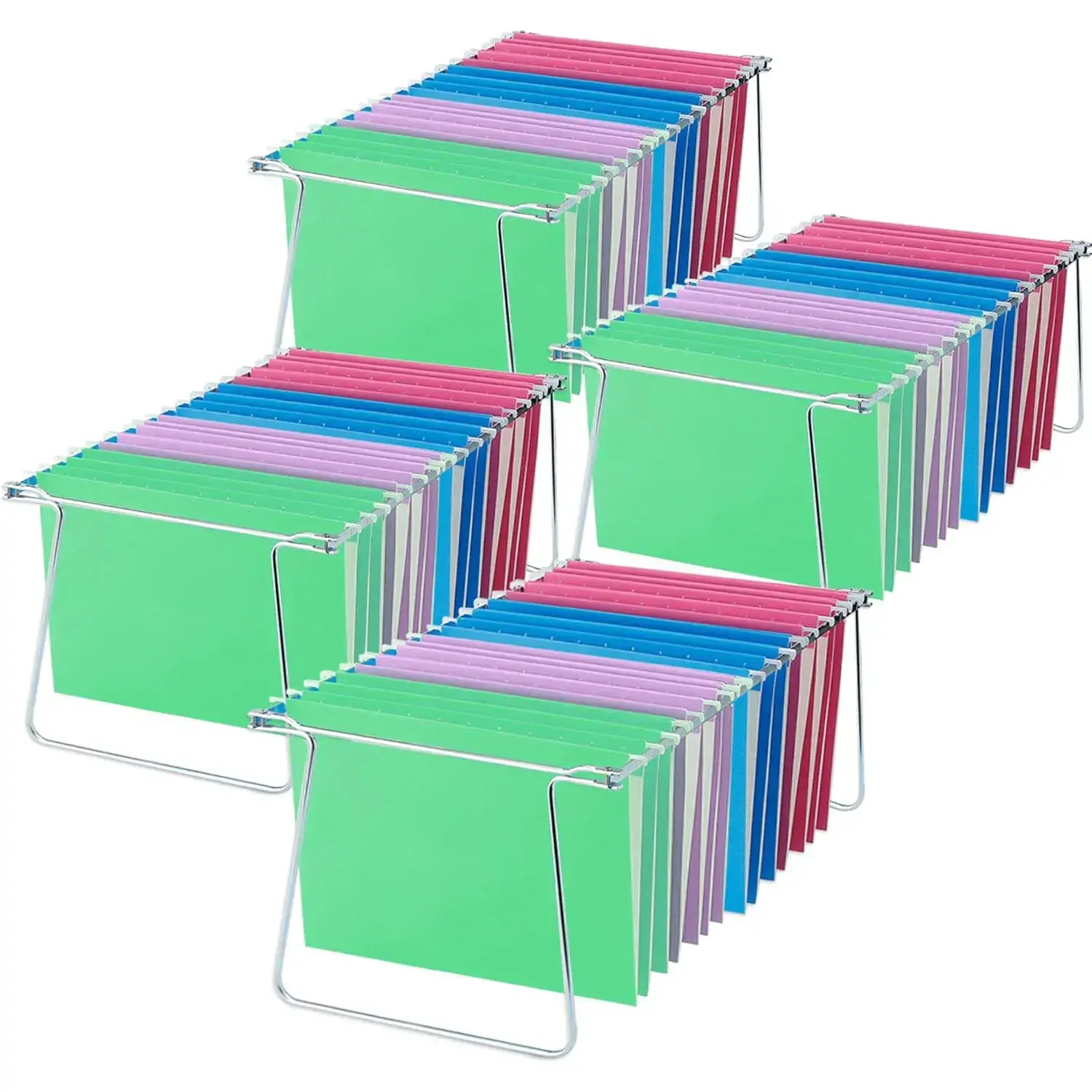 4-Pack Heavy Duty Steel Hanging File Frame - Letter Size Folder Holder for File Storage, Document Sorting, Home Offices & Filing Cabinets, Adjustable Length 11"-18" (Folders Not Included)