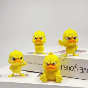 4-Piece Pack - 3D Printed Angry Yellow Duck, Fun Duck Decorations, Duck Statues with Orange Beaks and White Eyes, Upturned Beak Duck, No Power Required, Outdoor/Indoor Home & Car Decorations - Christmas, Halloween, Easter, Hanukkah, Thanksgiving, Holiday