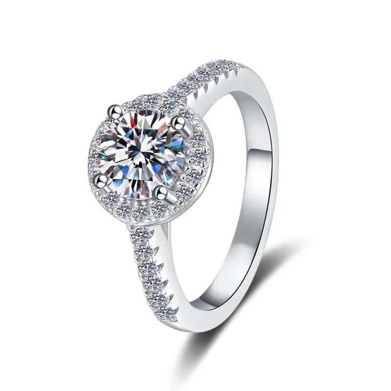 Lovedens 925 Silver 1CT D-color GRA Moissanite Ring, Classic Bezel Band