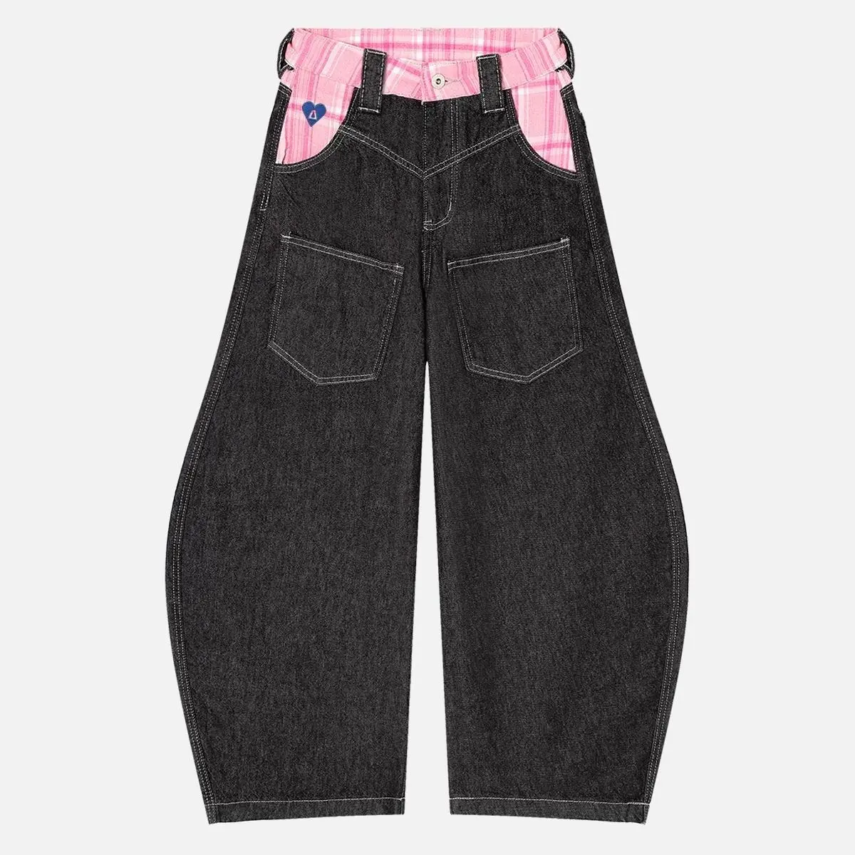 Aelfric Eden Plaid Baggy Jeans Wide Leg Denim Trouser Straight Leg Jeans Unisex Vintage Pants Women's Trendy Denim High Waist Multi-Pocket Wide Leg Jeans  Versatile Denim Trousers for Women Street Stretch Womenswear Baggy Jeans Outfit