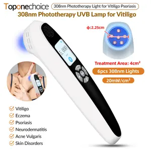 Toponechoice 6 Diodes 308nm UVB Excimer Phototherapy Device, 20mW/cm² High Energy Density, Handheld Blue Light Skin Treatment, Targeted Therapy for Vitiligo, Psoriasis, Eczema, Atopic Dermatitis, Portable Home Use for Skin Disorders