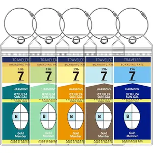 5 Pack Celebrity Luggage Tags for Suitcases, 7.48x2.75 Fits  Fits Celebrity Ships & Tags,  Clear Luggage Bag Tag Holders with Metal Ring for 2025 & 2026 Cruise Ships Essentials