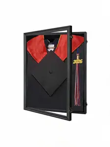 CRDC Graduation Shadow Box - Graduation Gown Display, Wall-Mount Lockable Graduation Display Frame with Acrylic Glass Door for Graduation Keepsakes, Cap and Gown, Dioplma, Black