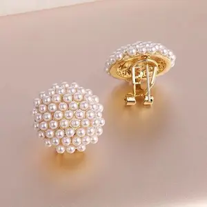 Small Pearl Earrings Stud for Women Hypoallergenic 18K Plated Gold Pearl Bridal Earrings for Wedding Birthday Anniversary Mothers Day