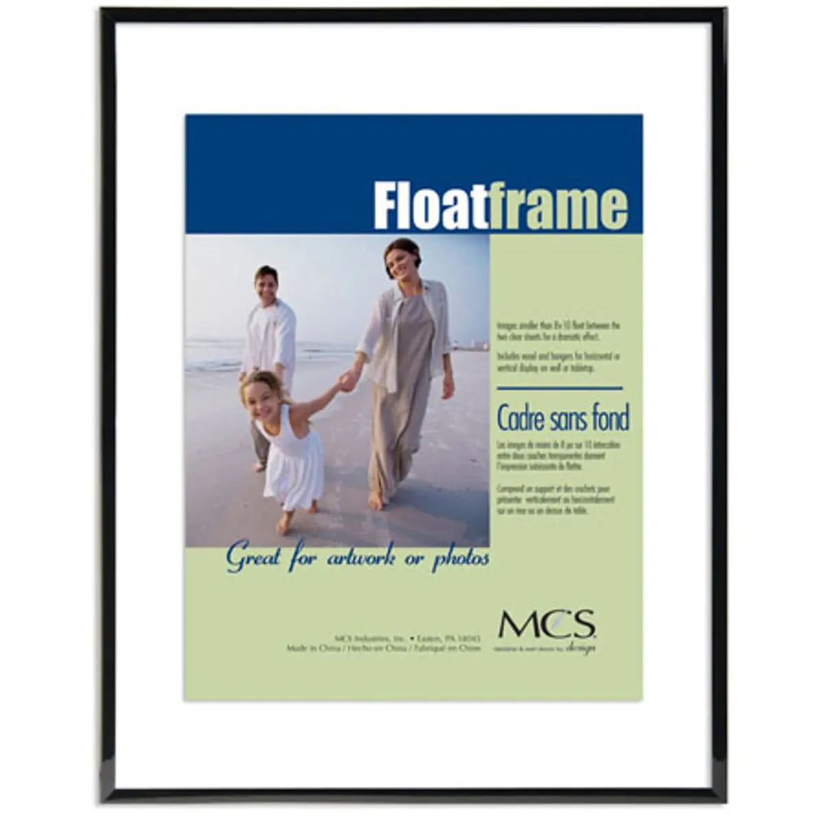 MCS 5x7" Original Plastic Float Frame with a 1/4" Width Molding for a 4x6" Photograph, Black