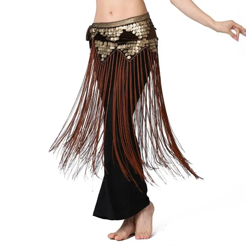 Women’s Triangular Long Tassel Belly Dance Hip Belt - Adjustable Waist Chain for Stage Performances, Dance Studios