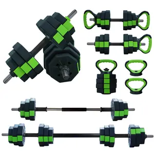 Adjustable 4-in-1 Dumbbell Set 44LBS – Multifunctional Weight Rack for Home Gym – Converts to Barbell, Kettlebell & Push-Up Stand – Full Body Strength Training Equipment for Men & Women