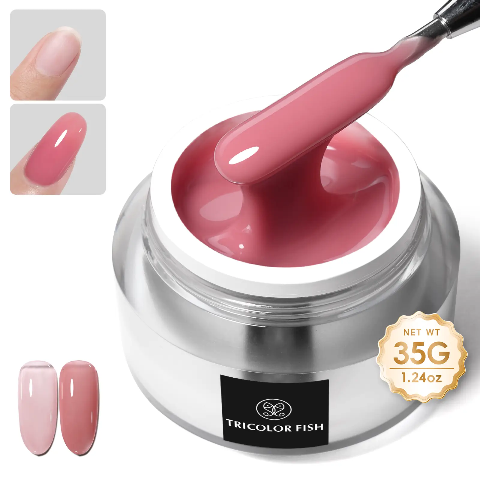 TRICOLOR FISH Builder Nail Gel, 35g Jelly Nude Pink Hard Gel for Nails Extension Gel Nail Polish Jelly Strengthener Gel Polygel Nail Art Manicure