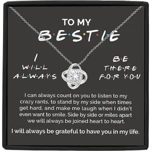 Gift Box Love Knot Necklace for Best Friend, Friendship Pendant Necklace, Christmas Gift, Perfect for Bff, Unique Present Idea