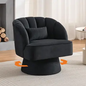 Garvee 360° Swivel Lounge Chair with Velvet Cover, Comfortable Reading Chair with Tapered Foot, Padded Barrel Chair, for Living Room, 70 x 70 x 70 cm