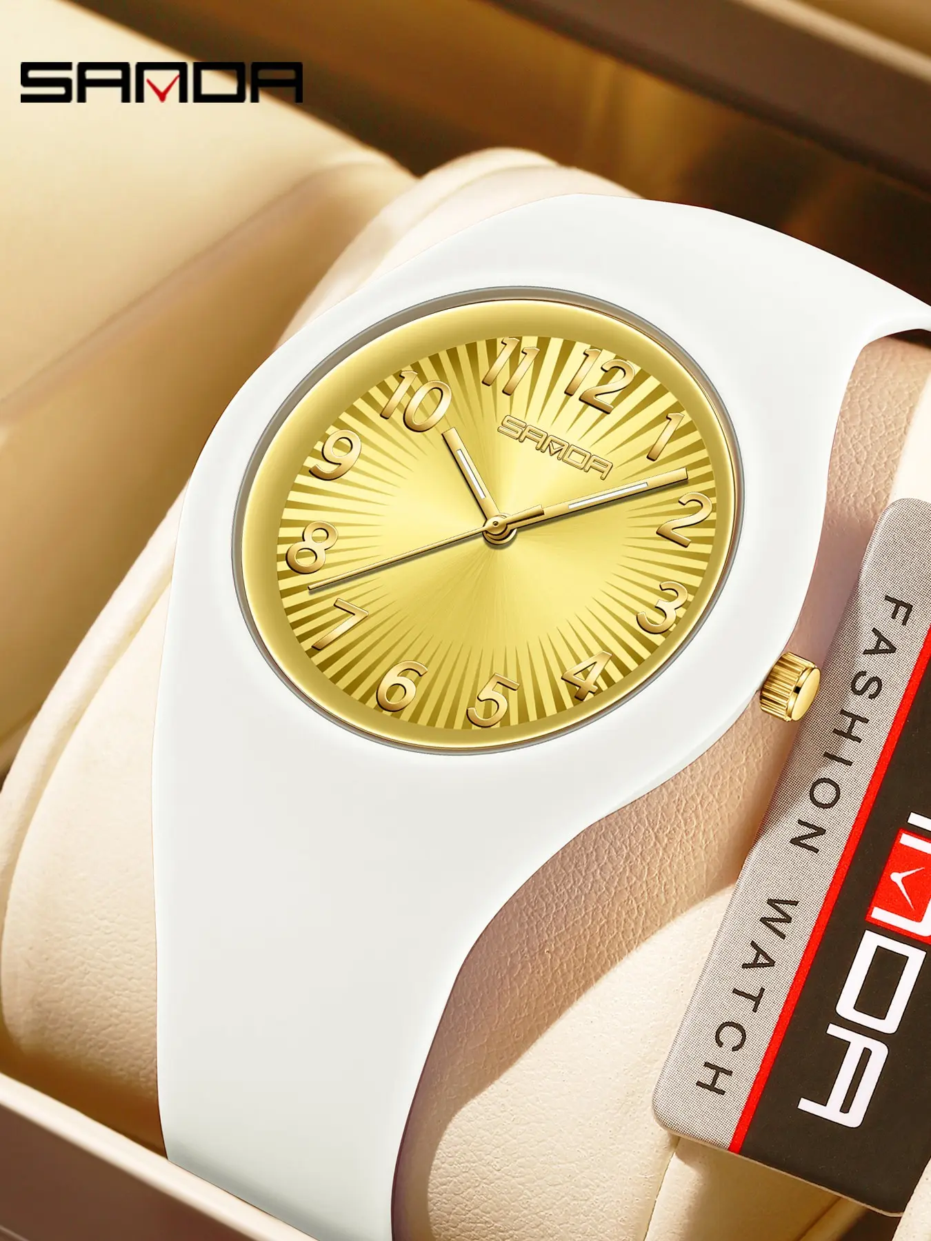 Sanda Couple Watch Set, Fashion Square Roman Numeral Quartz Watches, Waterproof Wristwatch for Men and Women
