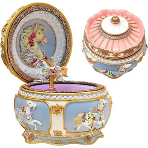 Unicorn Carousel Horse Music Box - 18-Note Sankyo Wind-Up Musical Box, Plays "You Are My Sunshine", Rotating Home Decor, Soothing Melody, Thoughtful Birthday Gift for Little Girls, Kids' Bedroom Ornament