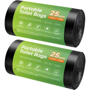 Portable Toilet Replacement Bags, 50 Count, 8 Gallon Capacity, Compostable, Leak-Proof, Durable, Versatile, and Compatible