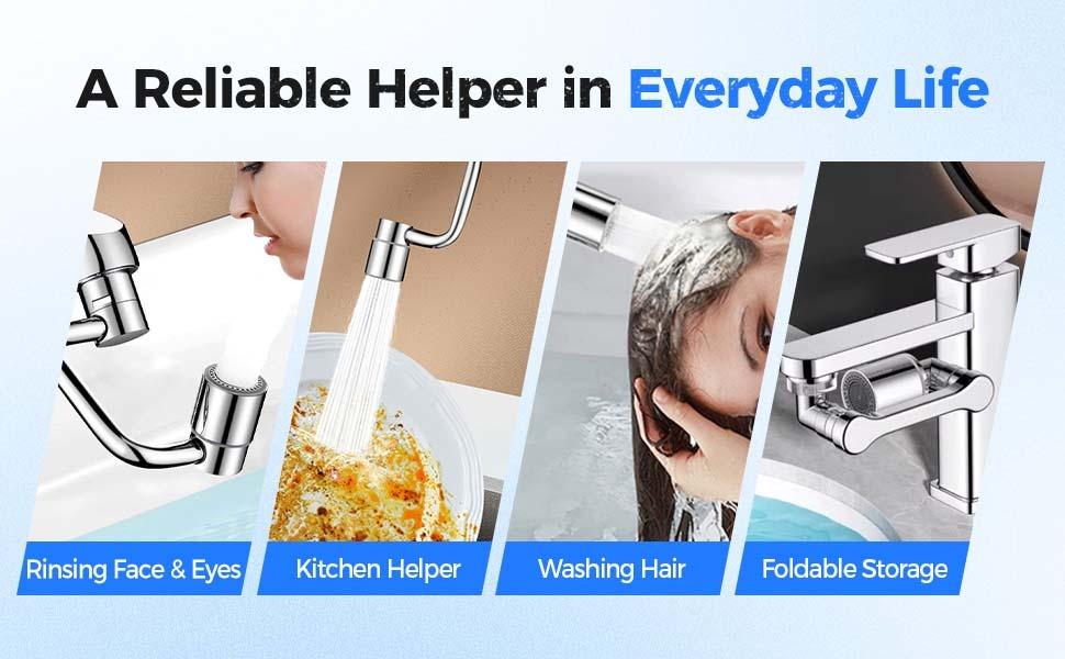 1440° Rotatable Faucet Aerator Extension, 2025 New 2 Modes Universal Sink Faucet for Splash Reduction, 1080° Rotating Multifunctional Faucet Extender for Bathroom Sink Kitchen