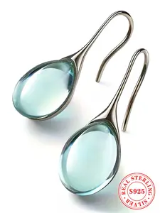 925 Sterling Silver Minimalist Temperament Earrings, Fashionable Dangle Earrings for Women & Girls, Trendy All-match & Exquisite Jewelry for Birthday Gift, Teardrop Earrings, High Quality Earrings