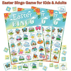 Easter Bingo Set - Safe Material Board Game, 24-Player Classroom Activity, Easter Basket Stuffer for Kids, Party Gift Favor