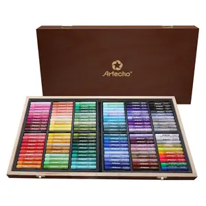 Artecho Oil Pastels Set in Deluxe Wooden Box, Soft Oil Pastels for Art Painting, Drawing, Blending, Ideal Gift Choice
