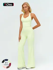 Women's Yoga Set with Dual Shoulder Straps, High-End Feel Sportswear, Running & Exercise, Colorblock Fleece Fabric, Leggings Tracksuit Set