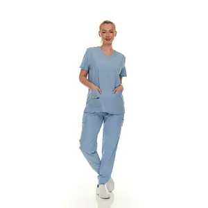 Scrubs for Women Set - Stretch V-Neck Scrub Top & Jogger Pant - 95% Polyester 5% Spandex, Wrinkle-Resistant, Multiple Pockets, 4-Way Stretch, Comfortable, Moisture-Wicking, Fade-Resistant