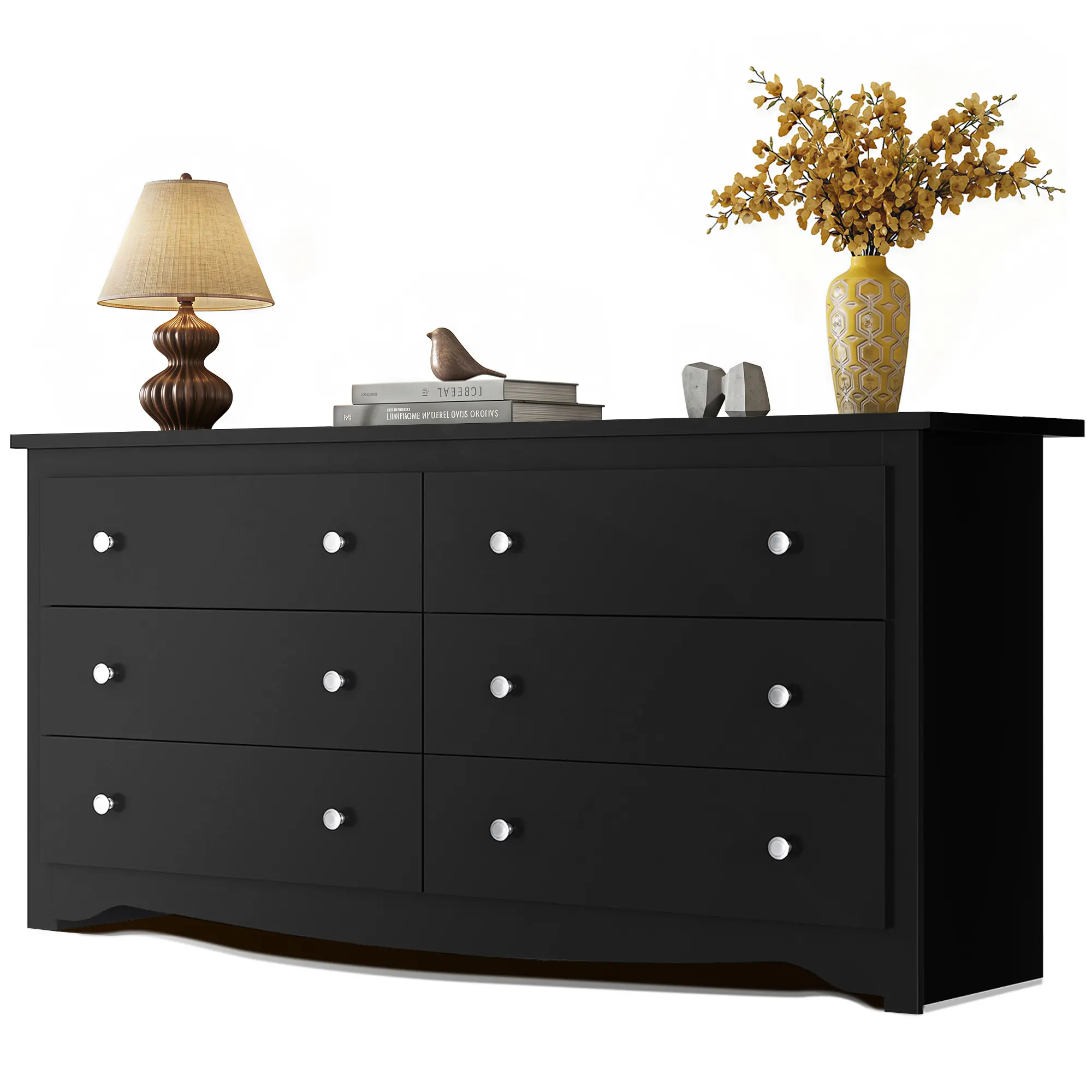 WLIVE Wooden Drawer Dresser Cabinet - Modern Storage Organizer Bedroom Furniture with Drawers, 180-lb Top Load Mini Organizer, Multi-Compartment Indoor Cupboard for Bedroom, Living Room Decor