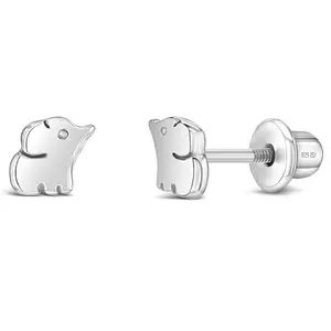 Baby Elephant 4mm Baby / Toddler / Kids Earrings Screw Back - Sterling Silver