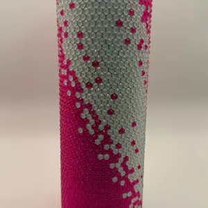 Pink & White - 20 oz Rhinestone Tumbler