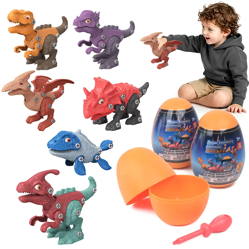 Dinosaur Toys for 3 4 5 6 7 8 Year Old Boys,3 Pack Hatching Dinosaur Eggs with Take Apart Dinosaur Toy,STEM Construction Building Toy,Birthday Christmas Easter Gifts for Kids(Random Styles)