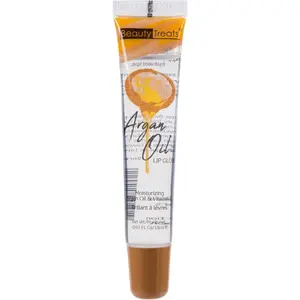 Argan Oil Lip Gloss by Beauty Treats Infused with Soothing Argan Oil Extracts and Moisturizing Vitamin-E, .63oz, CLEAR, None, Composite Tube, .63 Ounce under 5 Inch in length