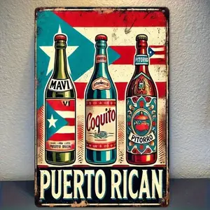 Aluminum Vintage Wall Decor Home Business Decor Western Decor 8x12 Inch Puerto Rican Beer Bottle Label Sign Vintage Metal Sign for Home Bar Cafe Man Cave Aluminum Art