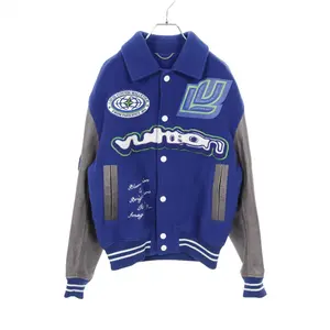 Pre-owned Louis Vuitton Wool Small Leather Goods Varsity Leather Jacket