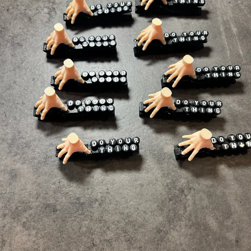 Wednesday Inspired Do your Thing Sports Clips & cheer pins - Handmade Wooden Clothes Pins with Thing the hand charms .Perfect for clipping backpacks at any game or tournament for softball, volleyball, soccer, cheer, hockey, gymnastics, or any sport!