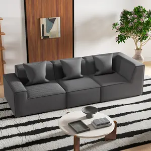 Spaco 3 Seat Modular Compression Sofa, Memory Foam Upholstered Couch, Foldable Sleeper Sofa With Pillow, Comfy Floor Lounge For Living Room Bedroom