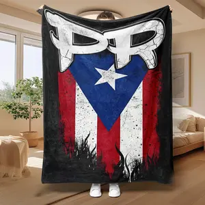 Puerto Rico Flag Pattern Blanket, Soft Throw Blanket, Stylish Blanket, Air-conditioned Room Blanket, Warm Nap Blanket for Home Office Travel