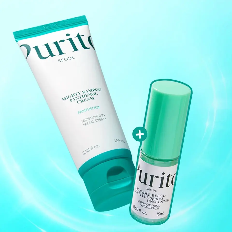PURITO Seoul Bamboo Panthenol Duo Set - Korean Squalane Skincare Kit, Lightweight Layer-Friendly Moisturizer, Hydrate, Soothing, Barrier-Strengthening Skin Repair, Radiant Tone, Sensitive & Acne-Prone Skin Safe, East Asian Daily Care