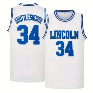 Summervibes Men's #34 Basketball Basketball Jersey - Breathable Mesh Fabric, Sleeveless Crew Neck Style, White Trims with Letter And Number Embroidery, Suitable for Sports, Sizes S-3XL