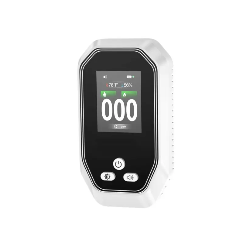 5-in-1 Portable Environmental Monitor with Temperature & Humidity Display, Rechargeable, Wall Plug Design for Home, Garage, Camping & RV