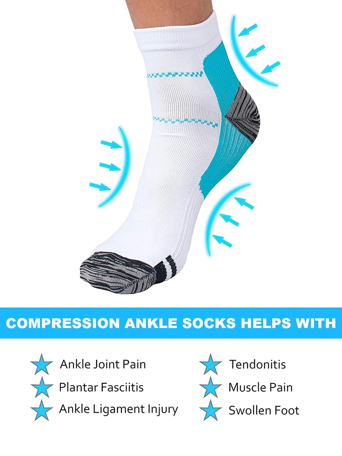 Elastic Short Crew Compression Socks for Men & Women, Y-Heel Construction with Non-Slip Support, Breathable Moisture-Wicking Material, Sports & Everyday Use