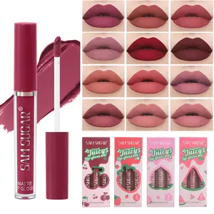 SAM SUGAR 3pcs/set  Matte Liquid Lipstick Set Non Stick Cup Long-Lasting Nude Matte Lip Gloss Kit Makeup Waterproof Velvet Red Lip Tint Beauty