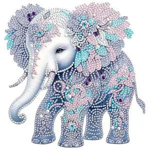 Elephant Pattern Series Special Shape Crystal Diamond Embroidery, 5D DIY Irregular Shape Diamond Embroidery Kit, Unique Craft Supplies, DIY Kits, DIY Diamond Art