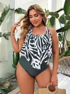 Plus Size Floral One-Piece Vacation Swimsuit - High-Waisted Contour, Tummy Control & Skin-Brightening Beach Wear