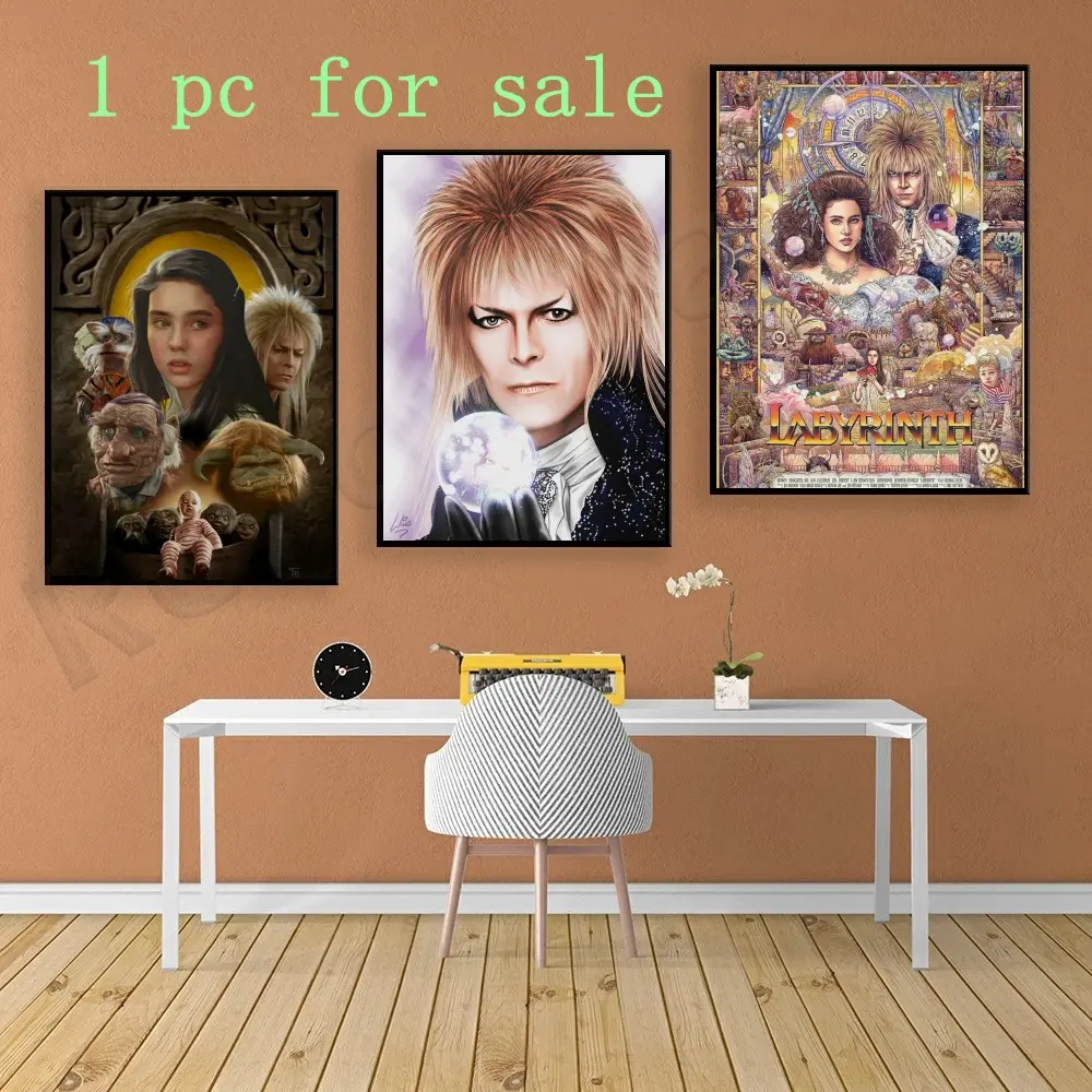 1pc 5D Diamond Painting Kit Labyrinth Movie Poster Fantasy Art, Jareth the Goblin King & Sarah with Crystal Balls & Magical Creatures, Retro 80s Movie Wall Decor, DIY Mosaic Craft, Handicraft, DIY Diamond Arts, Ideal for Home Decor & Gift for Fans