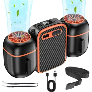 10000mAh Portable Waist Fan, 3 Speeds 12500RPM Strong Airflow Waist Clip Fan with 24H Battery, Wearable Belt Fan for Outdoor Camping Jobsite